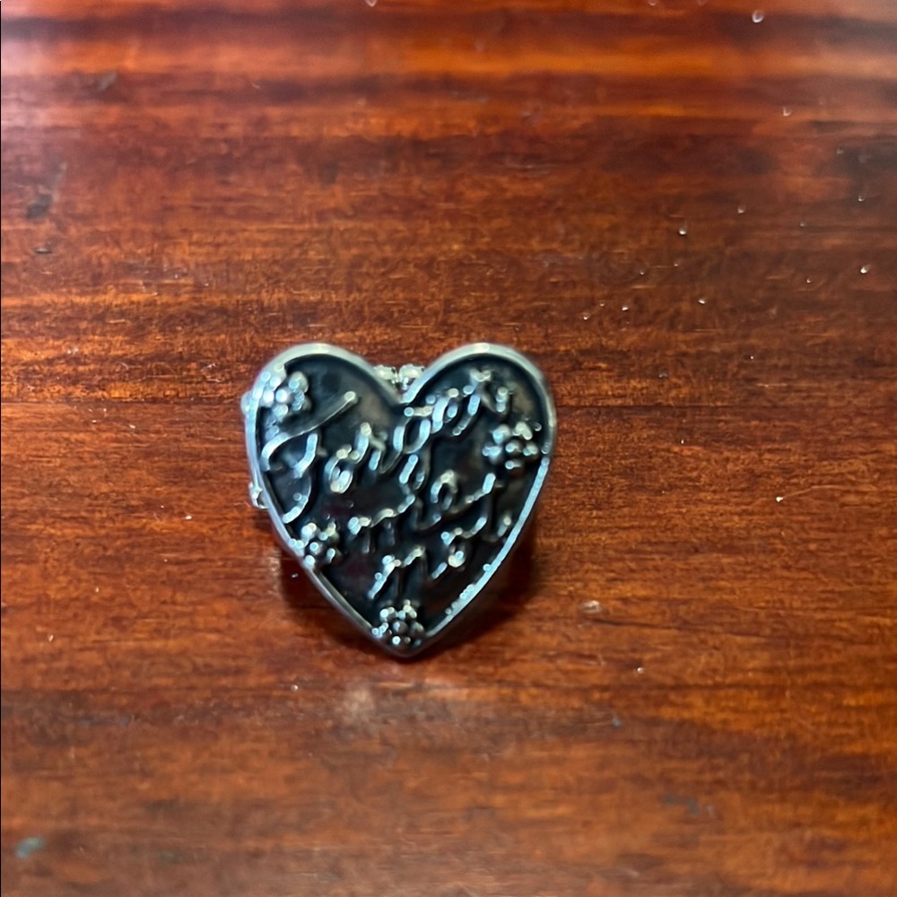 Silver Heart Ring with Engraving forget me not